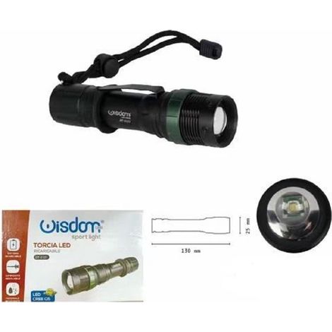 Wisdom - Torcia Led Cree Q5 Ricaricabile Per Casa Campeggio Escursioni Con Gancio Dt-2121 - (1/5)