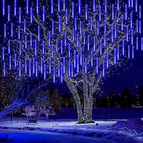 Guirlande Lumineuse Icicle - 192 LED - Chute Aléatoire Effet Pluie Météore - Étanche IP65 - Pour Décoration Extérieure Noël Halloween Mariage - 8 Tubes - 10 Pieds (1/5)