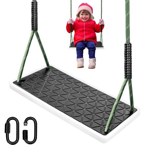 Balançoire de Jardin, antidérapante en Caoutchouc Souple épais avec Corde réglable (130 à 200 cm), Convient pour Aire balançoire de Jardin extérieure, Noir, 270 kg
