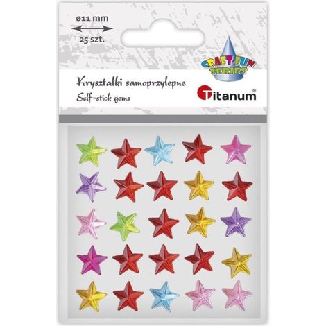 Cristalli autoadesivi a forma di stelle, mix da 25 pezzi