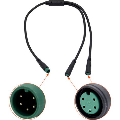 Câble adaptateur étanche M8 pour rallonge étanche 2 en 1 (2, 3, 4 ou 5 conducteurs) mâle-femelle-femelle-mâle-mâle - 5 conducteurs mâle vers 2 conducteurs femelles