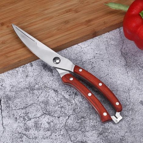 Cisaille de cuisine, inox/bois, pour os, poisson et volaille (1/4)