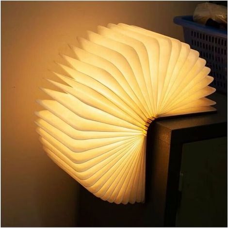 Tigrezy LED Livre Lampe en Bois, Livre Lampe Pliante et Magnétique, LED Lampe de Papier Rechargeable par USB (1/4)