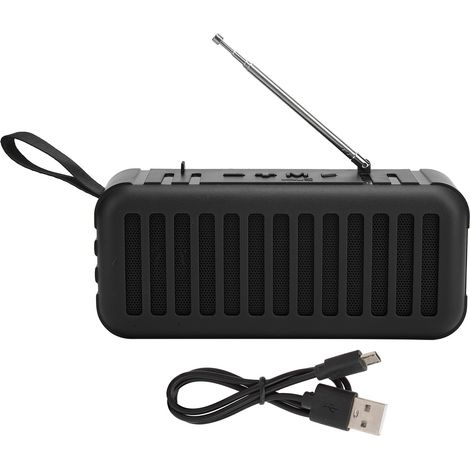 Enceinte Bluetooth Sans Fil Mini Portable Solaire Avec Radio Fm Et Lampe De Poche Noir 1 Pièce (1/5)