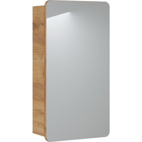 Möbel Badezimmer ERBANO – Helles Eichenholz – 40x75 cm – 1 Tür mit Spiegel – Zum Aufhängen