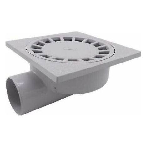 1 siphon de sol, 200 mm x 200 mm, sortie 75 mm, PVC blanc, pour douche et salle humide (1/5)