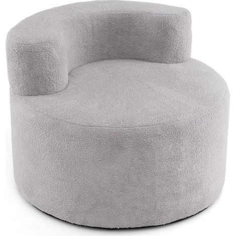 Poltrona sacco set da 1 pouf rotondo 82 x 82 x 59 cm comfort ottimale design moderno in peluche grigio 200019054