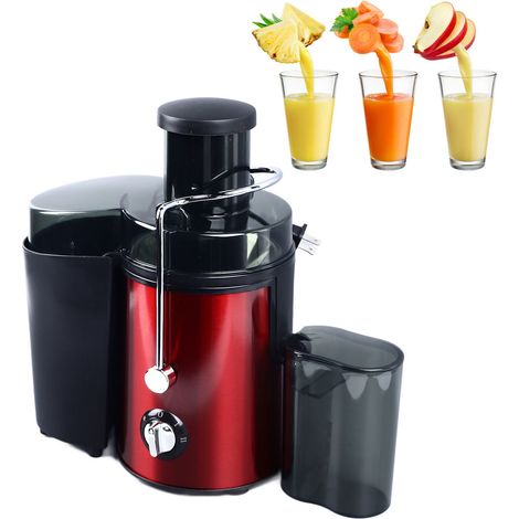 Licuadora – Licuadora con motor de 600 W, boca de alimentación de 65 mm de ancho para frutas y verduras, diseño rojo – Licuadora de acero inoxidable (1/5)