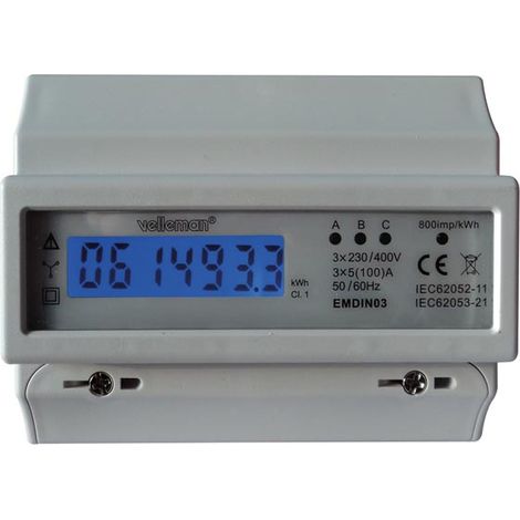 Contatore di kwh trifase per montaggio su guida DIN - 7 moduli - per uso professionale