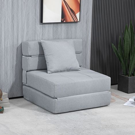 2-in-1 Klappbarer Schlafsessel, 70 x 70 x 61 cm, Hellgrau, 100 kg HAVRYA (1/5)