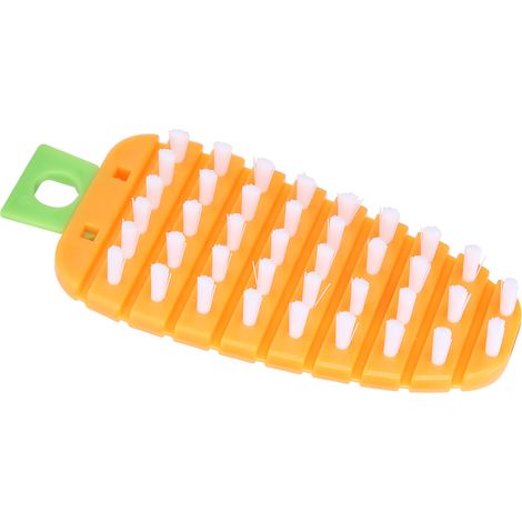 Karottenförmige Gemüsebürste, Kartoffelbürste, Obstreiniger, orangefarbener Küchenschwamm (1/5)
