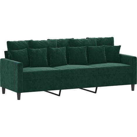 Vidaxl – Dreisitzer Sofa dunkelgrün 180 cm – Weicher Samt – Robuster Metallrahmen – Bequeme Polsterung – Modernes Design (1/5)