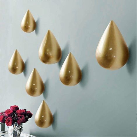 Moderne Wandhaken, 7er-Set, goldenes Tropfendesign, für Mäntel und Dekoration (1/5)