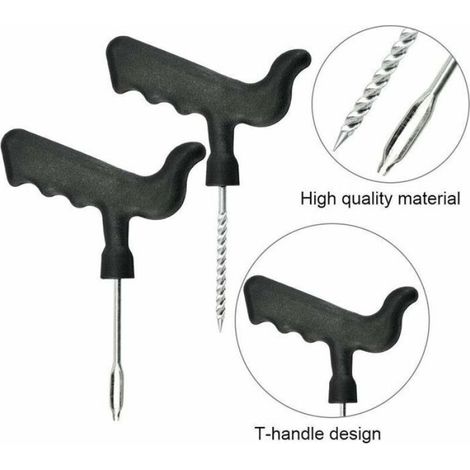 30 mèches réparation pneu caoutchouc 6mm x 10cm - - Kit tubeless avec 2 outils pose, auto/moto/camion (1/4)