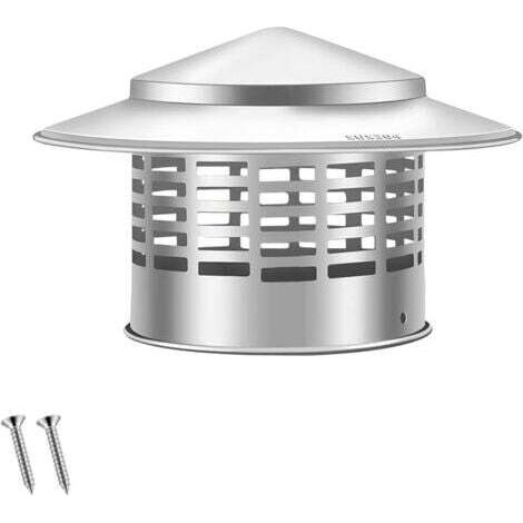1 tapa de chimenea de acero inoxidable, tapa de lluvia para techo, campana de ventilación redonda con tornillos, para tubo de chimenea de 110 mm (4,33 pulgadas) (1/5)