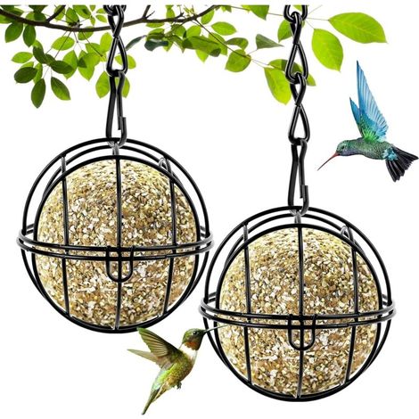 Mangeoire Oiseaux Exterieur, Lot de 2 Mangeoire pour Oiseaux Suspendue, Bird Feeder, Oiseaux Sauvages Mangeoire