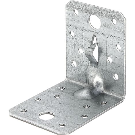 Alberts 861674 Squadretta di giunzione, con nervatura di rinforzo e graffa di fissaggio da piantare, zincata con procedimento Sendzimir, 70 x 70 x 55 mm, Set da 25 (1/4)