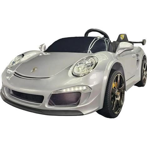 Auto Elettrica per Bambini 24V Porsche 2 Posti Grigio con Luci e Musica