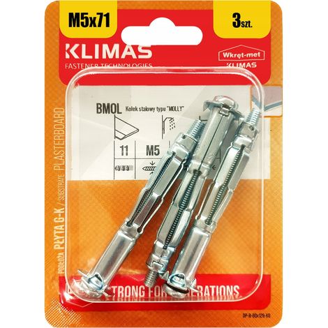 Chevilles Metalliques Molly Klimas 5 x 71, Blister De 3 (1/5)