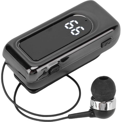Casque Lavalier, Casque Rétractable Stéréo sans Fil Bluetooth 5.4 avec Microphone ENC et Affichage d'alimentation LED, pour Les Smartphones de Conduite Professionnelle (Black) (1/5)