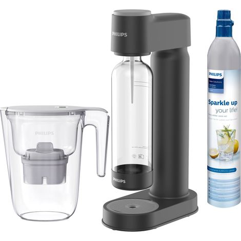 Philips Water Kit Completo Gasatore GoZero Colore Nero + Caraffa Filtrante Da 2,6 Litri (1/5)