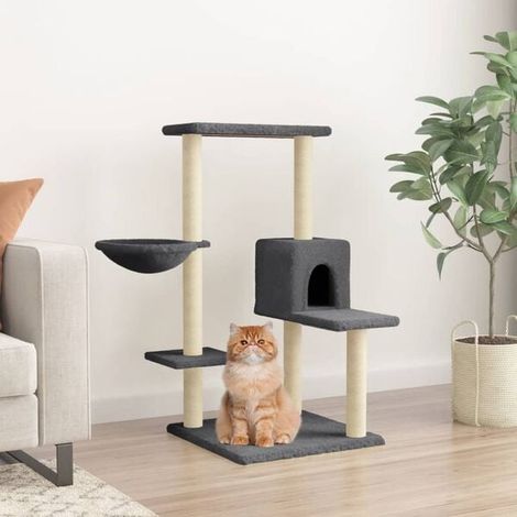 Arbre à chat avec poteaux à griffer en sisal gris foncé, 95 cm (1/4)