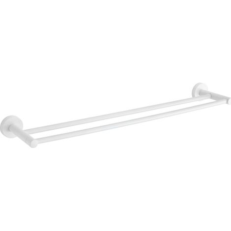 Mexen – Porte-serviettes double 63,5cm en métal blanc – Fixation murale – Distance du mur 12cm – 705072520 (1/2)