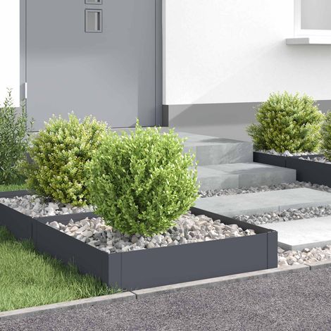 vidaXL Bordure de Pelouse 4 pc 60 x 60 x 20 cm Acier Anthracite (1/5)