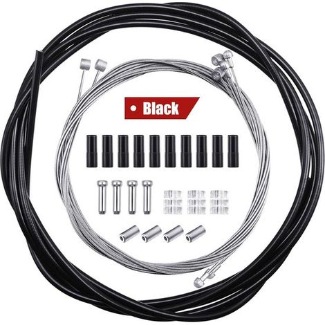 Cables freno bicicleta, 4 cables freno universales bicicleta, Cables freno negros cámara aire, reparación bicicletas montaña carretera (negro) (1/5)