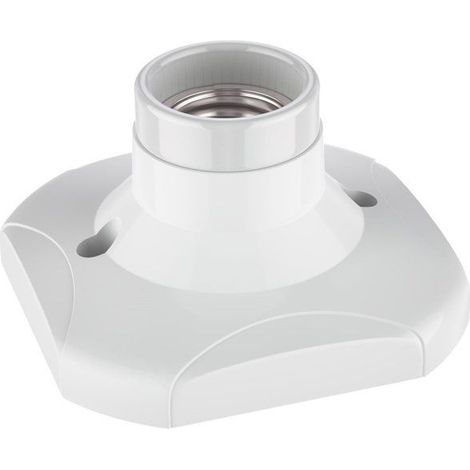 Plafonnier/douille de lampe - Pied de lampe - E27 1x max 60W - Plastique 91x53x91mm - Blanc brillant (1/5)