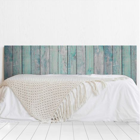 Cabecero Cama PVC Decorativo Económico Textura Madera Tablas Verticales Pintadas Turquesa Envejecida Varias Medidas (150 cm x 60 cm)