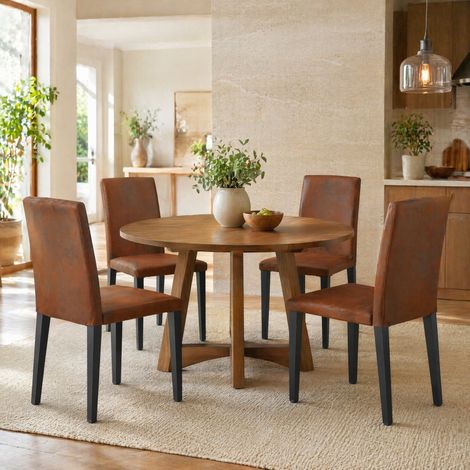 Sillas comedor pack 4 tapizadas metal marrón negro OKMYHOME (1/5)