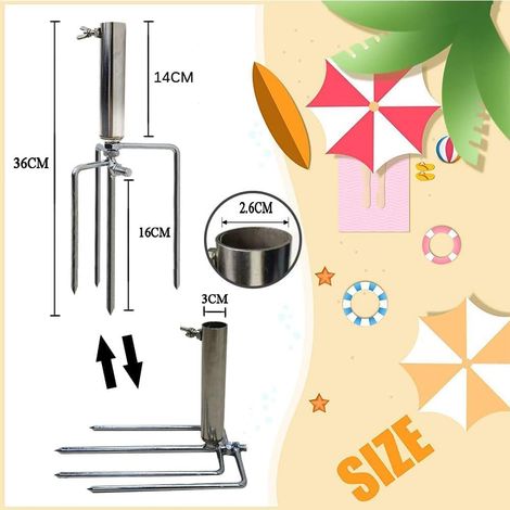 Support de Parasol PourJardin,Support de Parasol de Plage,Support Parasol de Peche,Support pour Pied de Parasol,Piquet Parasol Plage,Support de Parasol Amovible pour Pêche, Jardin, Plage (1/5)