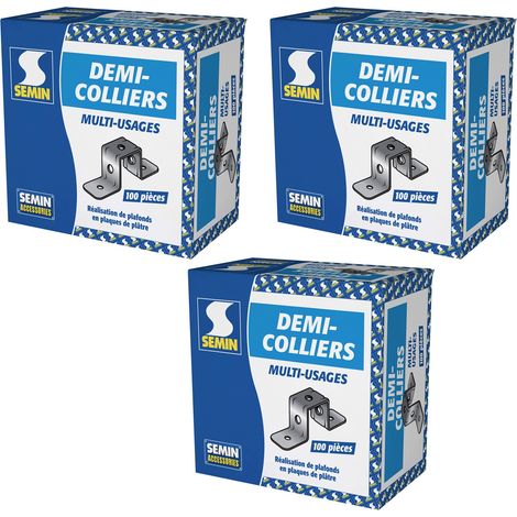 Semin – Demi collier multi-usages – Acier galvanisé – Longueur 70mm, largeur 20mm – Boite de 100 – Réaction feu A1