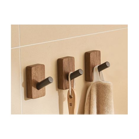Appendiabiti in legno a 3 pezzi – ganci da parete per cappelli, chiavi, asciugamani, portafogli decorazione per soggiorno, bagno, camera da letto, cucina, armadio – B