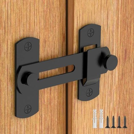 Verrouillage de porte de grange coulissante à 180 degrés pour la vie privée - Verrous de porte de grange srs et loquets pour porte de grange, porte pour animaux, salle de bain, extérieur, garage, fenê (1/5)