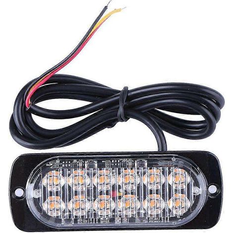 Feu stroboscopique ultra-mince à 12 LED, 36 W, 12-24 V, pour camions et motos (lumière bleue)-Black (1/3)