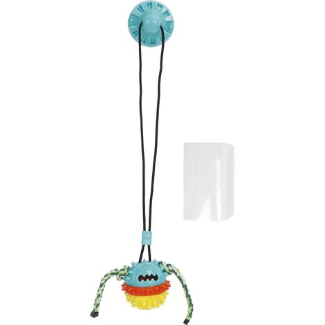 Jouet à mâcher pour chien, distributeur de nourriture et brosse à dents, avec ventouse, bleu lac. (1/5)