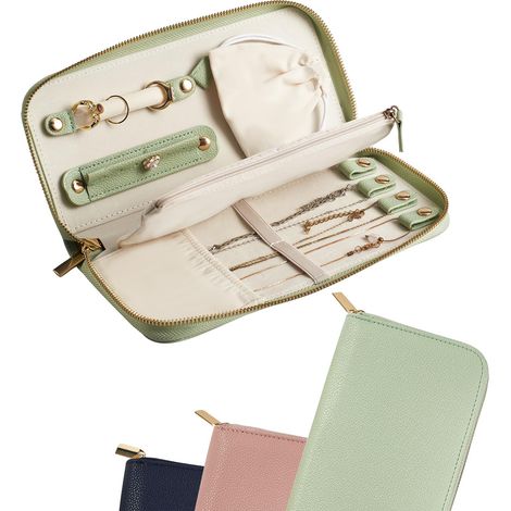 Trousse de rangement pour bijoux de voyage - pour ranger colliers, boucles d'oreilles, bagues et bracelets sans les emmêler, indispensable pour voyager, sacs de voyage portables et tendance pour bijou (1/5)