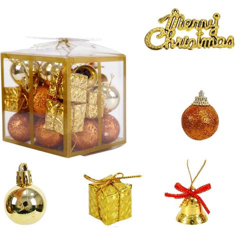 Weihnachtskugel, Weihnachtsbaumschmuck, Hängeanhänger, Weihnachtsdeko für Zuhause, Party, Neujahrsgeschenk, Gold (1/5)