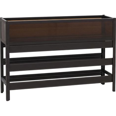 Aiuola rialzata HHG-569, aiuola per ortaggi/piante, fioriera, vaso da giardino in alluminio trasparente 82x120x30 cm, marrone scuro