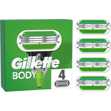 Gillette Body Rasierklingen Herren, 4 Original Ersatzklingen mit 3-Fach Klinge
