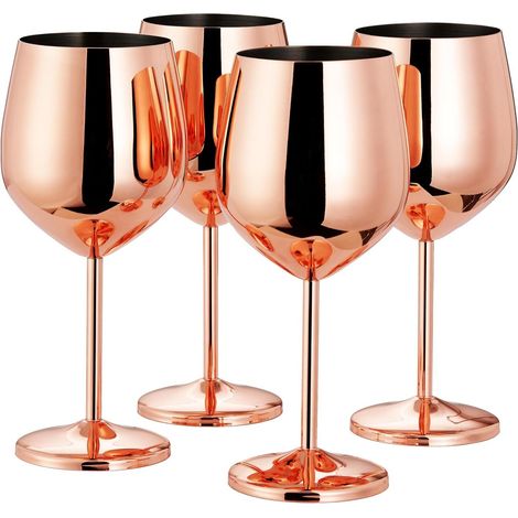4 verres à vin élégants en acier inoxydable doré rose - Gardent votre boisson fraîche (1/5)