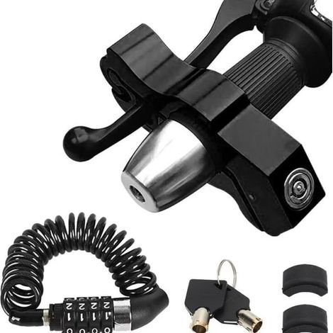 Robusto lucchetto per moto, regolabile per manubri da bicicletta, ideale per ciclomotori, motociclette, scooter, quad o moto da cross. (1/4)