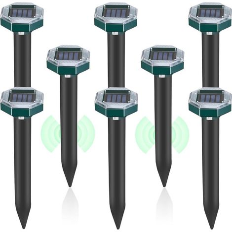 Set di 8 dissuasori a ultrasuoni per talpe, serpenti e arvicole – Alimentazione solare – Portata fino a 696,8 m² – Alloggiamento in ABS impermeabile -Crezuo