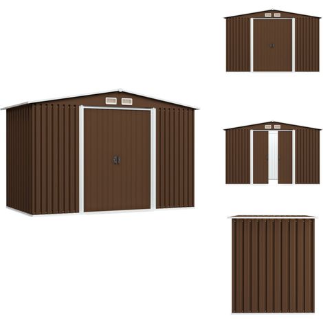 Abri de stockage pour jardin Marron 257x205x178 cm Acier - Abri De Jardin - Abri De Rangement - Cabane De Jardin - Garage De Jardin - Outillage (1/5)