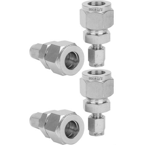 Pièces de raccords à compression en acier inoxydable, connecteurs de tuyauterie droits à double bague de serrage pour tuyaux (Ф1/8-Ф1/2 ) (1/5)