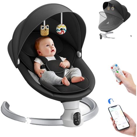Transat pour bébé, Télécommande, Musique Bluetooth, NOIR (1/2)