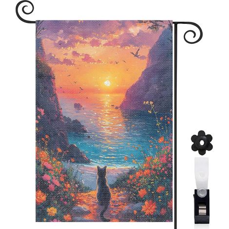 Drapeau de jardin extérieur décoration extérieure toile durable double face 30 x 45 cm pour entrée maison (1/5)