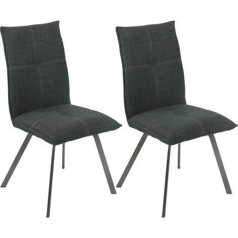 BISPO - Lot de 2 Chaises Tissu Texturé Coloris Gris Anthracite (1/4)